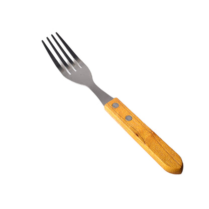 PAQUETE X6 UND TENEDOR EN ACERO INOXIDABLE CON MANGO MADERA
