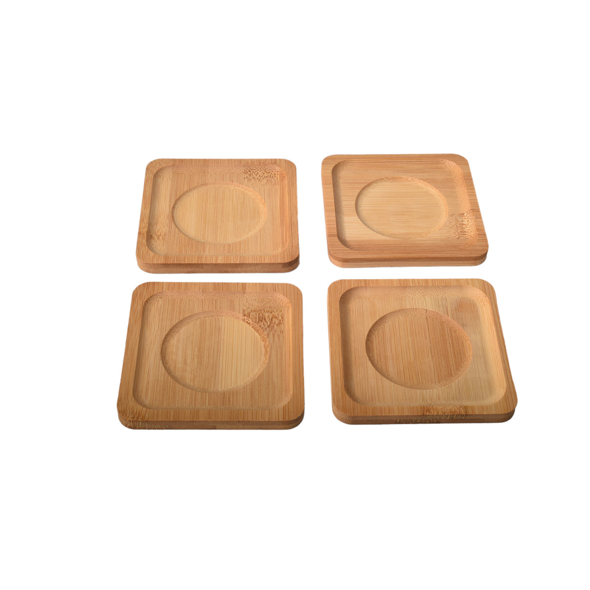 set 4 unidades portavasos cuadrados en bambu de color madera