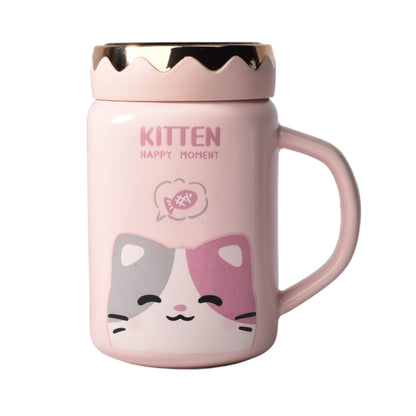 MUG POCILLO CERAMICA DISEÑOS DE ANIMALES CON TAPA DE 450ML