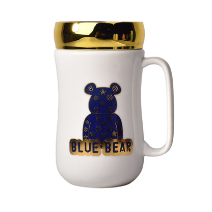 MUG POCILLO CERAMICA DIFERENTES DISEÑOS CON TAPA DE 400ML