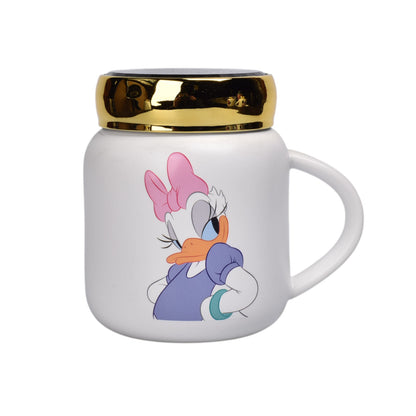 MUG POCILLO CERAMICA PERSONAJE CON TAPA DE 420ML
