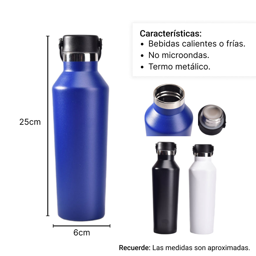termo metalico 600ml para agua caliente y fria