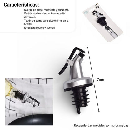 VERTEDOR PARA BOTELLAS METAL PLATEADO DIM:3X3X9