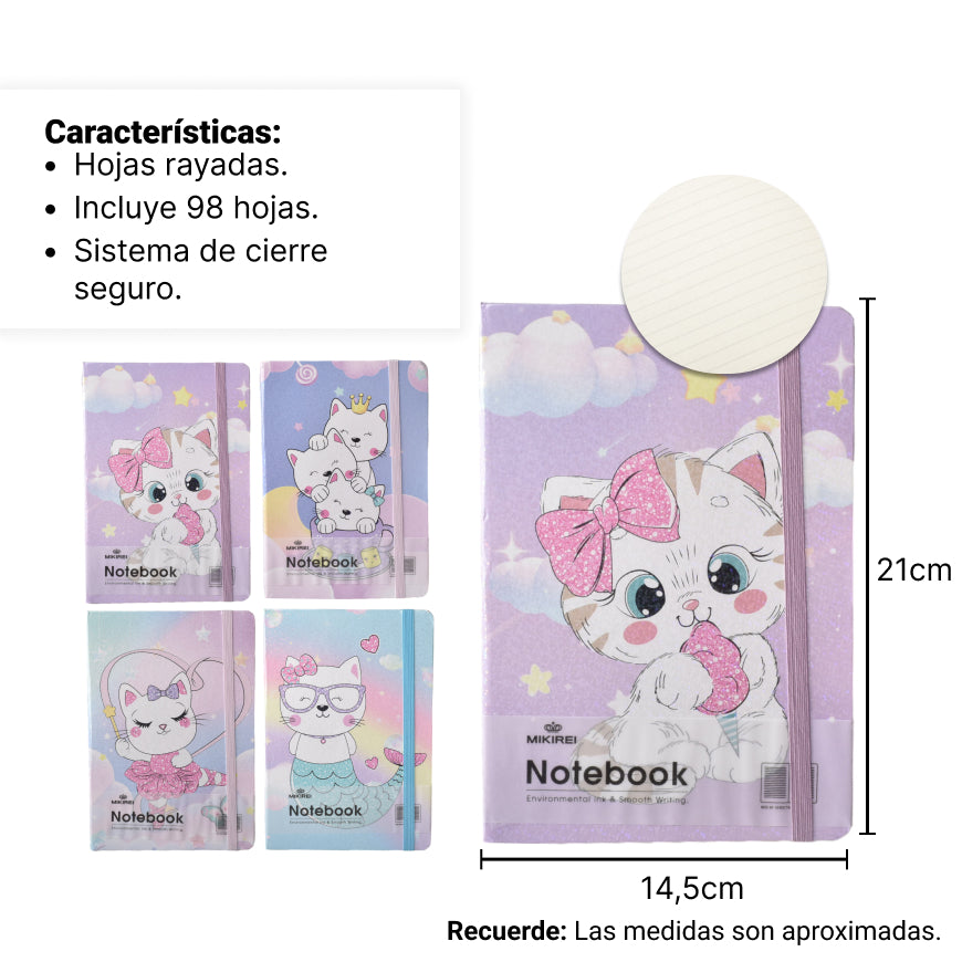cuaderno agenda planeador notebook  diseños gatos