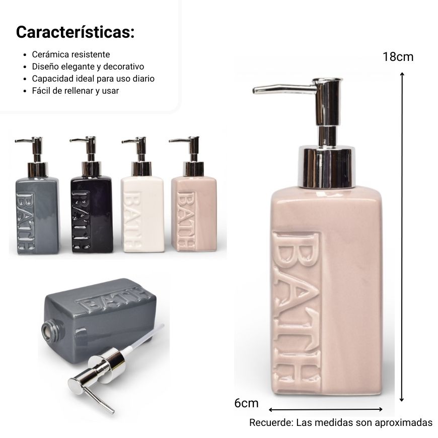 dispensador de jabon liquido ceramica dim:18x6x6