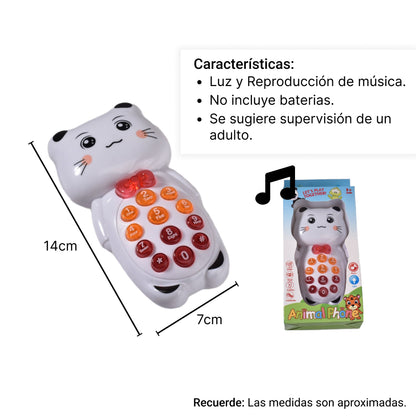 CELULAR GATO PARA NIÑOS SONIDO DIM:9X4.5X21.5CM