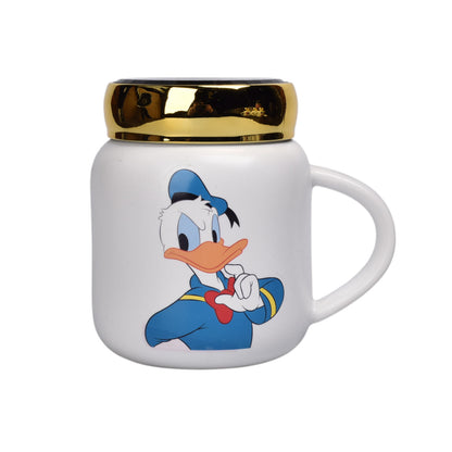 MUG POCILLO CERAMICA PERSONAJE CON TAPA DE 420ML