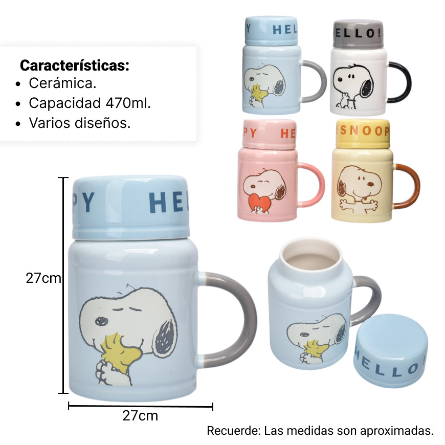 pocillo ceramica snoopy personaje 520ml dim:14x8