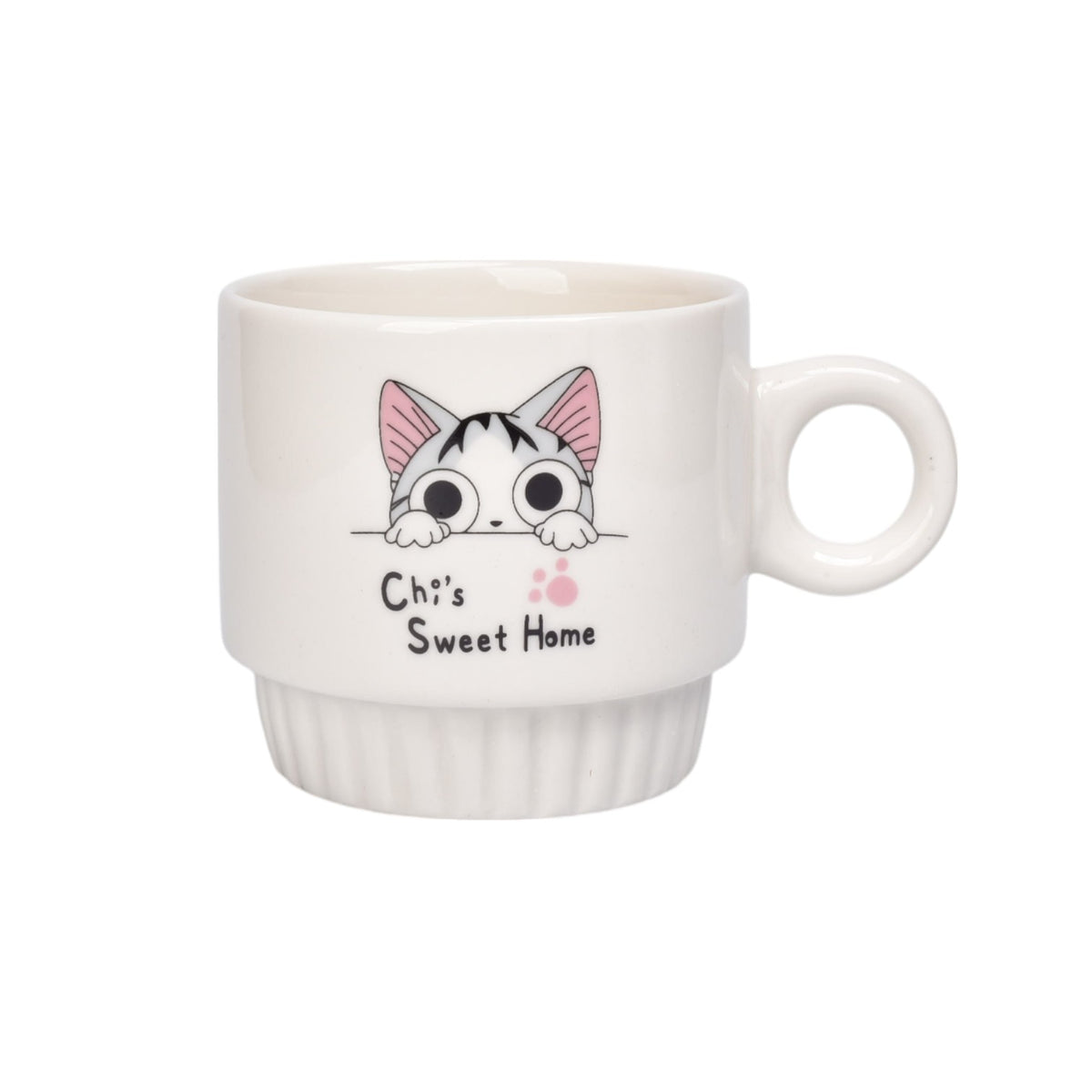 set 4pcs pocillos con base ceramica 250ml diseño gatos dim:8x8x8