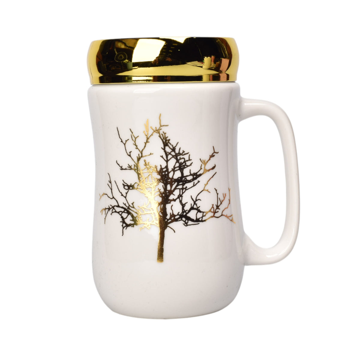 mug pocillo ceramica con tapa espejo 380ml dim:14x7
