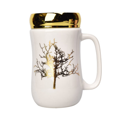 MUG POCILLO CERAMICA CON TAPA ESPEJO 380ML DIM:14X7