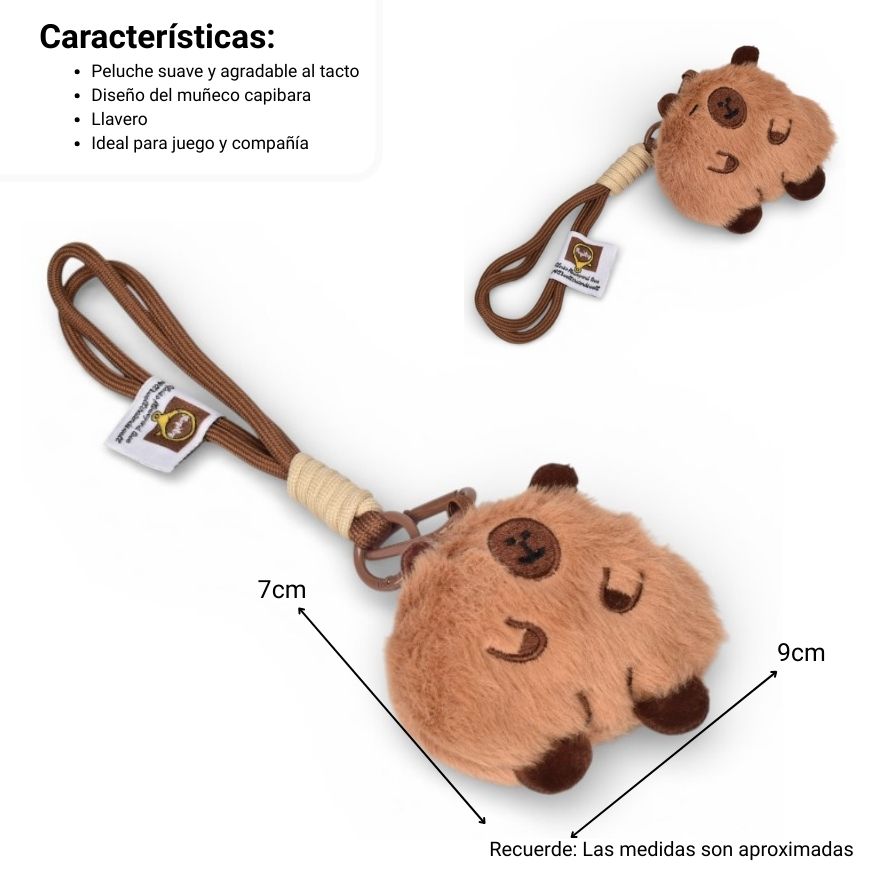 llavero peluche capybara poliester dim:10x9x3