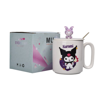 MUG POCILLO CERAMICA PERSONAJE CON TAPA DE 420ML
