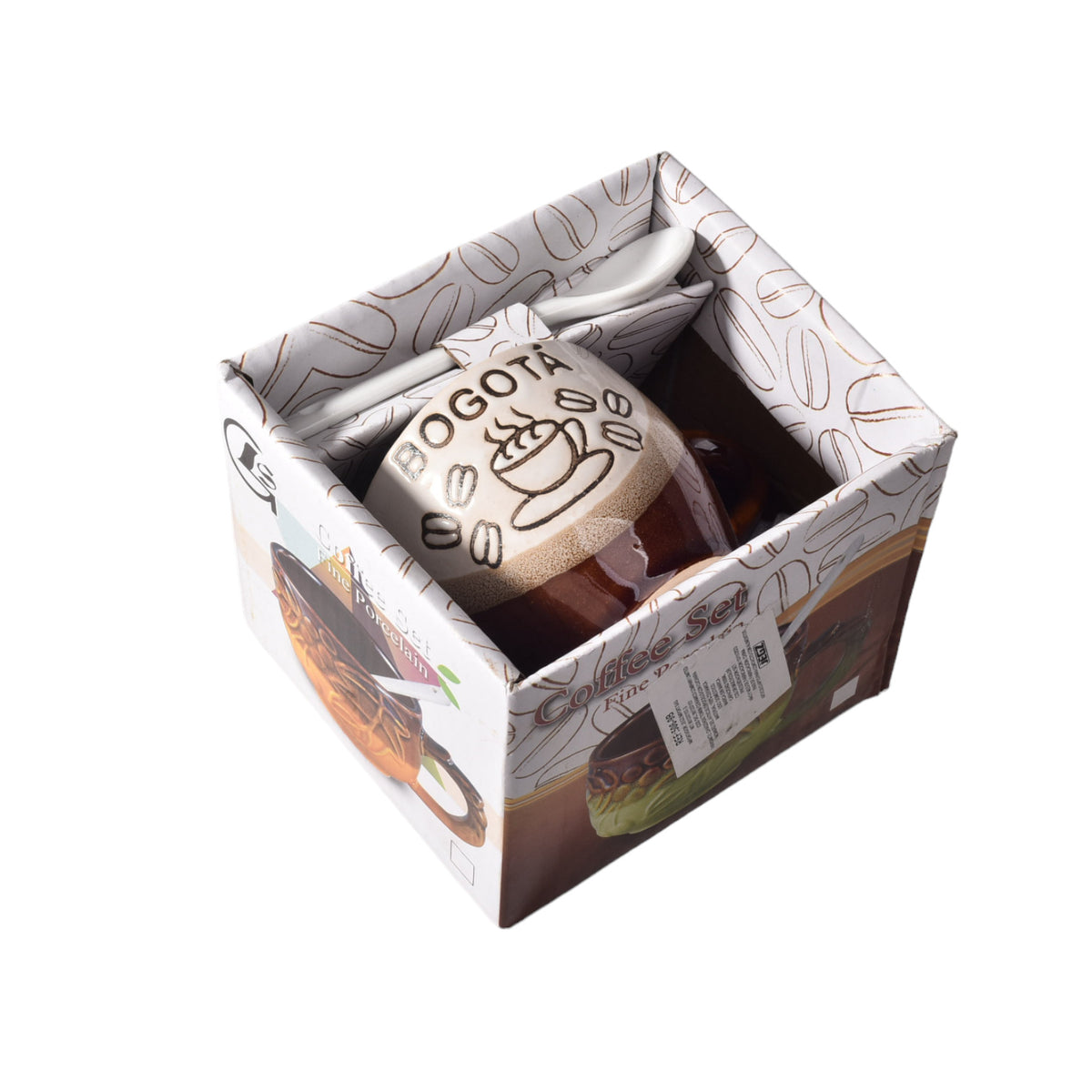 mug pocillo con cuchara y plato ceramica dim:7x7x6