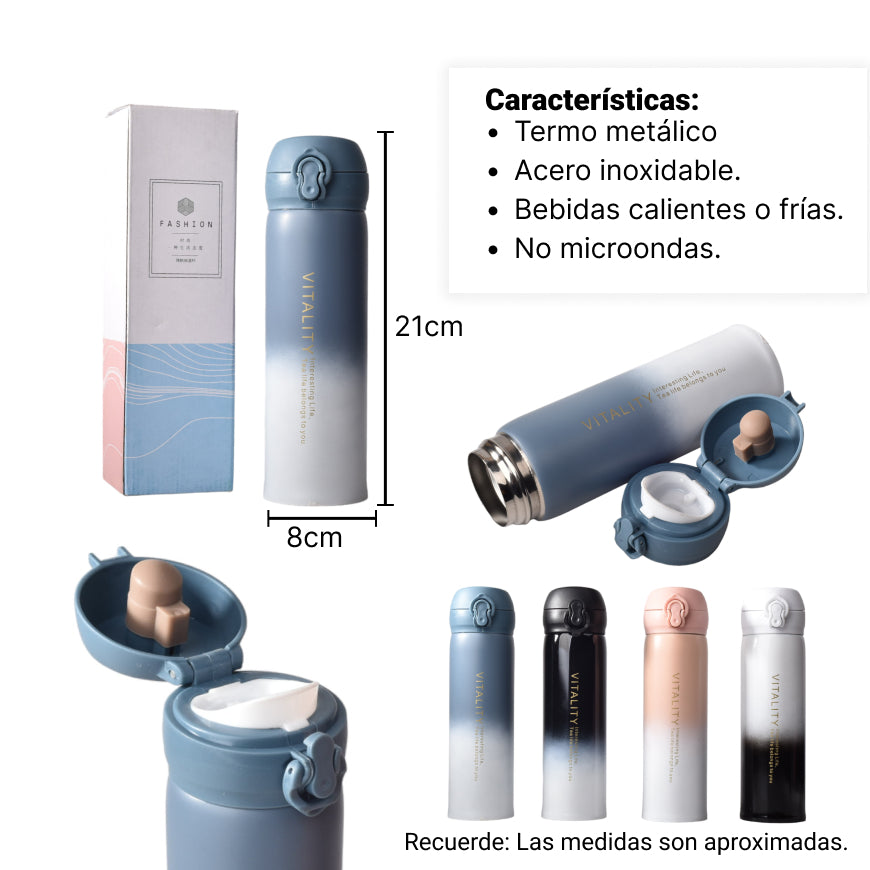 termo metalico 400ml bebidas calientes frias