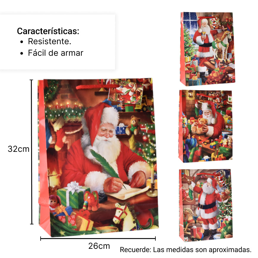 bolsa regalo en papel navidad mediana 32x26cm