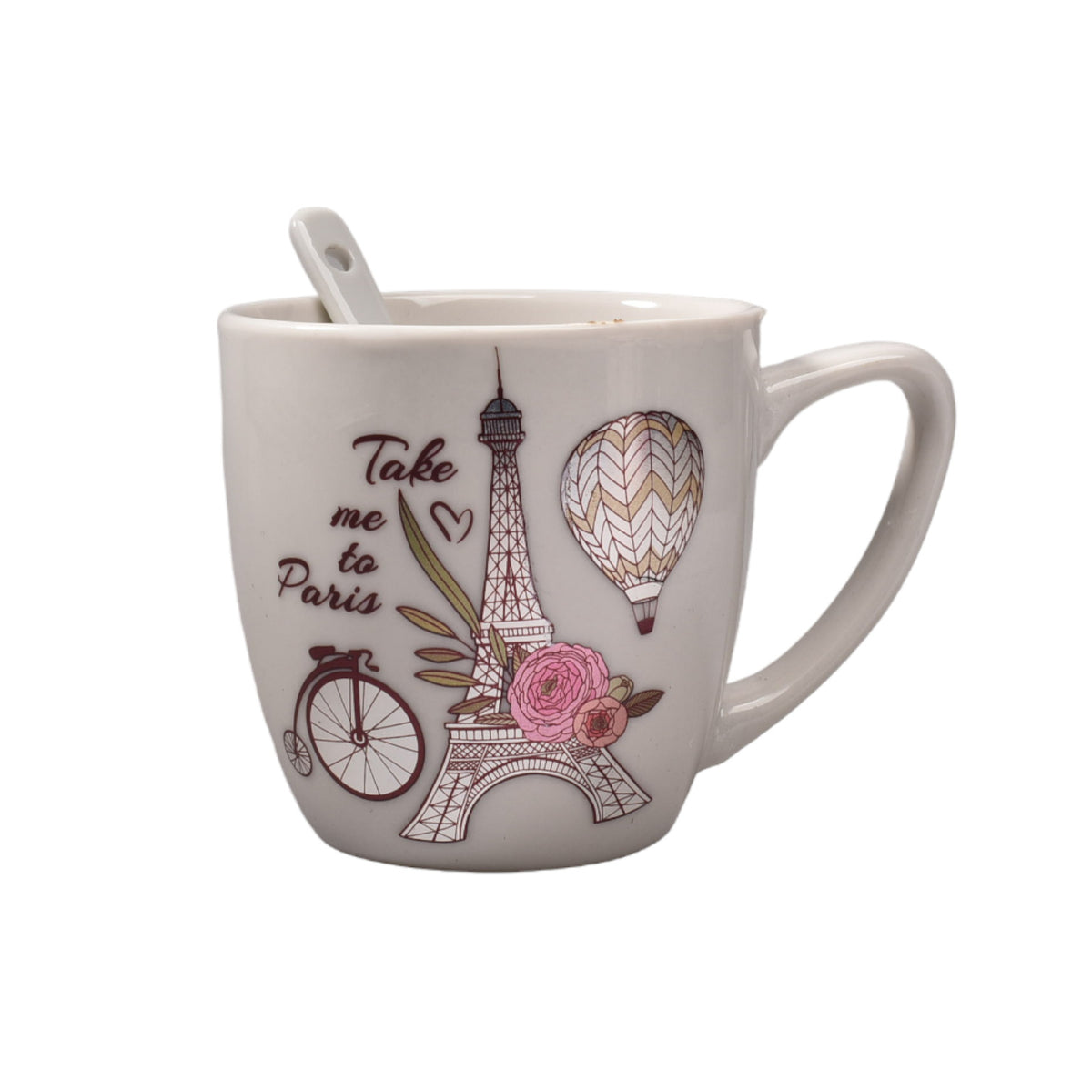 pocillo en ceramica con cuchara dim: 14x14x7