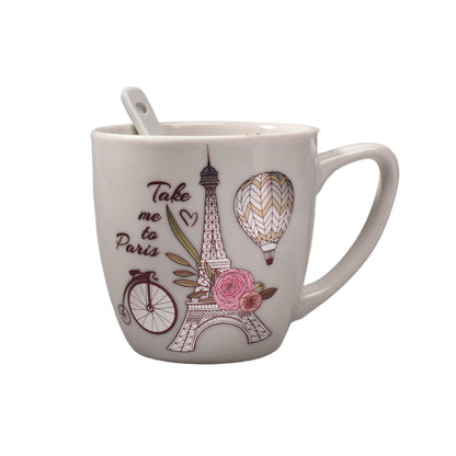 POCILLO EN CERAMICA CON CUCHARA DIM: 14x14x7