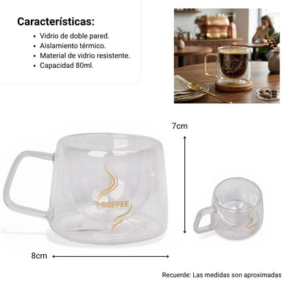 MUG POCILLO VIDRIO 210ML DIM: 8X7X9