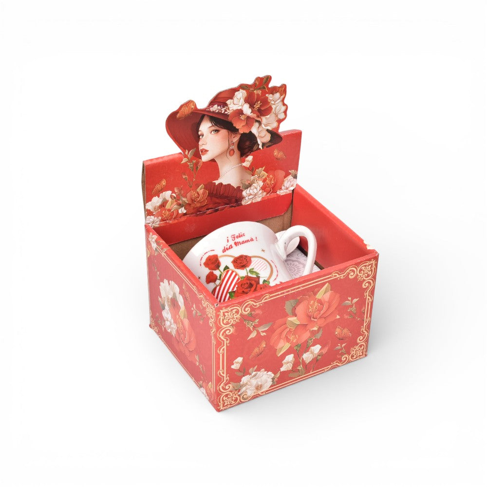 pocillo set ceramica  con cuchara 250ml dim:8x9x9