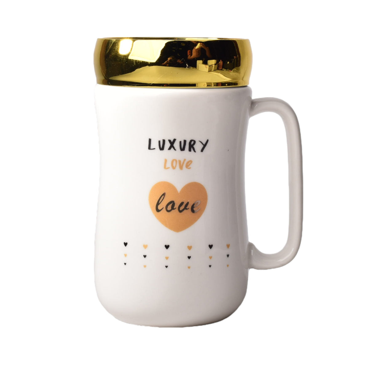 mug pocillo ceramica diseño corazones con tapa 400ml