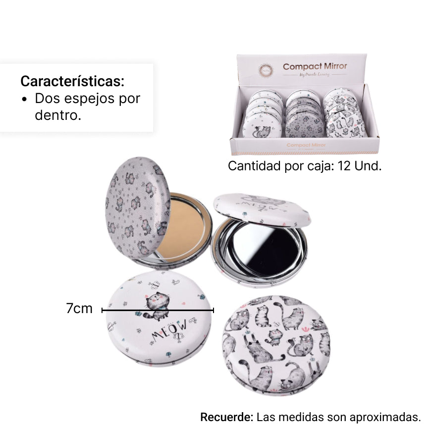espejo plastico cartera dim:7cm