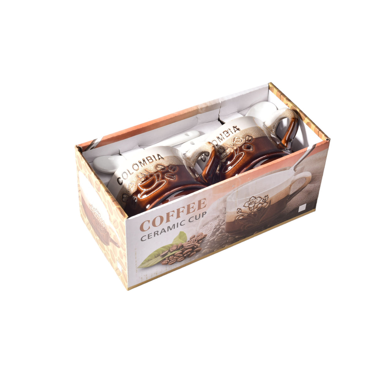 set 2pcs pocillos con cucharas  ceramica dim:7x7x6