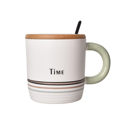 MUG POCILLO CERAMICA CON TAPA DE MADERA 380ML DIM:9*9*10