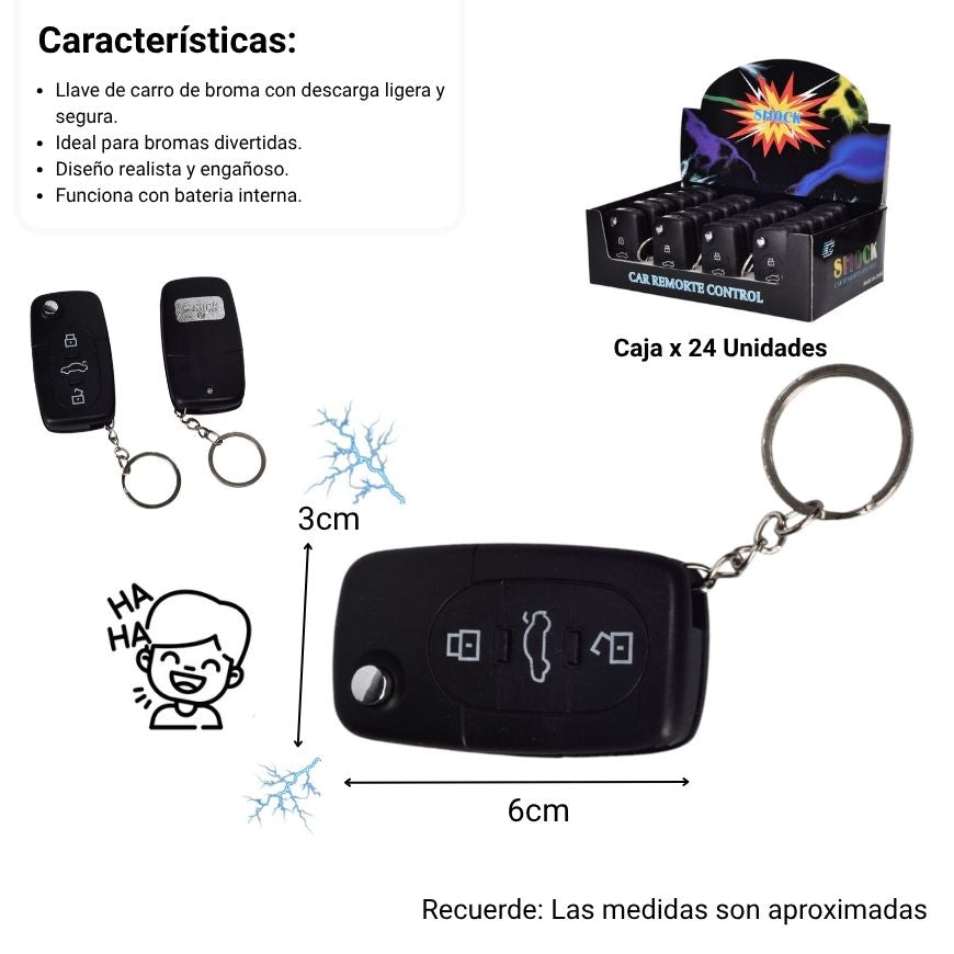llavero broma shok forma llave carro plastico+metal
