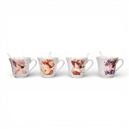 POCILLO SET CERAMICA  CON CUCHARA 250ML DIM:8X9X9