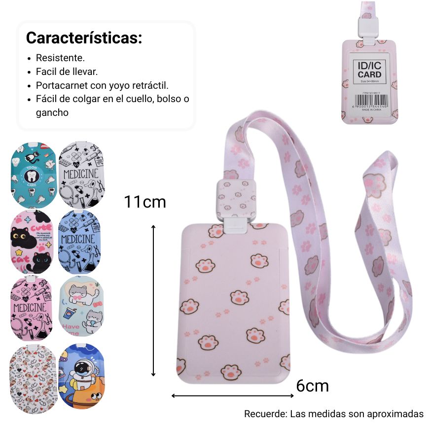 portacarnet con yoyo personaje varios diseños dim:6x11