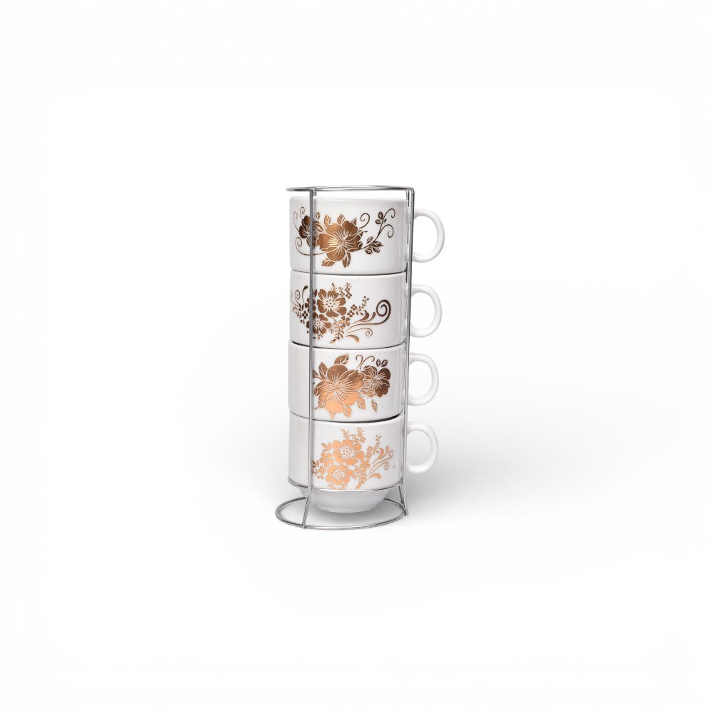 pocillo set 4pcs ceramica con base 160ml dim:7x7x6