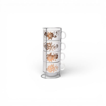 POCILLO SET 4PCS CERAMICA CON BASE 160ML DIM:7X7X6