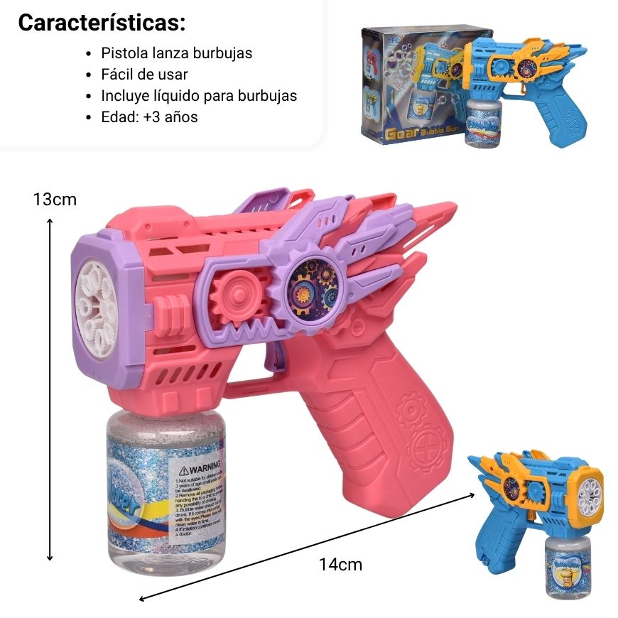 pistola de burbujas dim: 15.45*7.3*13.3cm