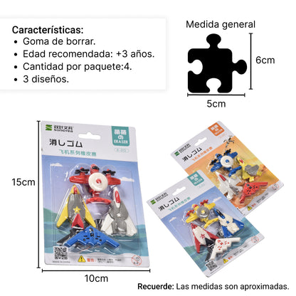SET BORRADORES FORMA DE AVIONES