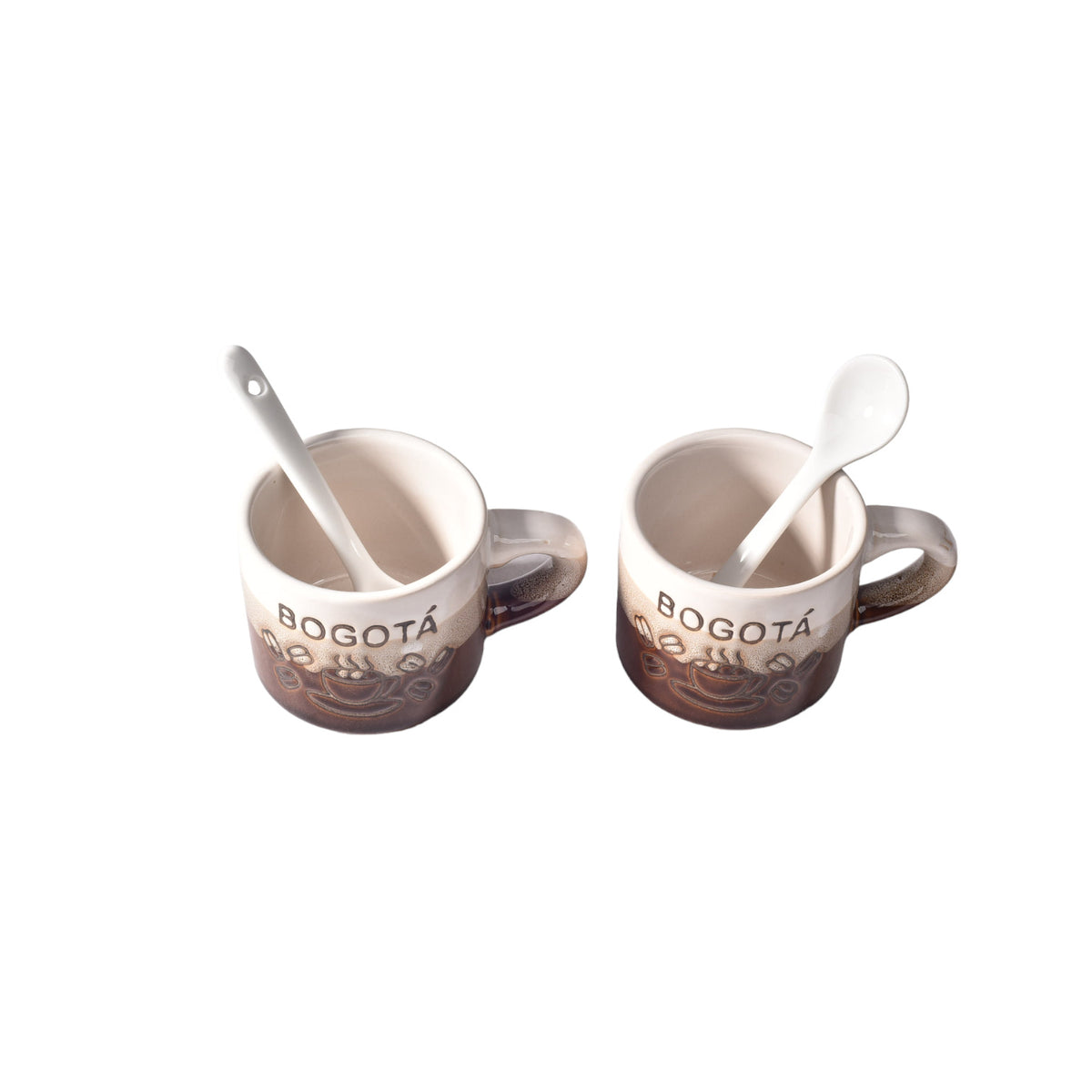 set 2pcs pocillos con cucharas  ceramica dim:5x5x5