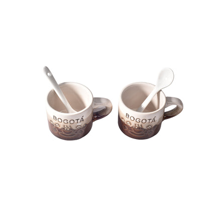 SET 2PCS POCILLOS CON CUCHARAS  CERAMICA DIM:5x5x5