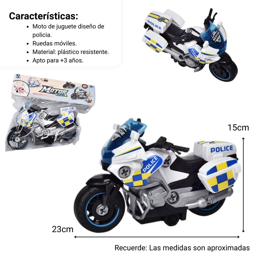 juguete moto armable con accesorios para niños dim:17x20x8