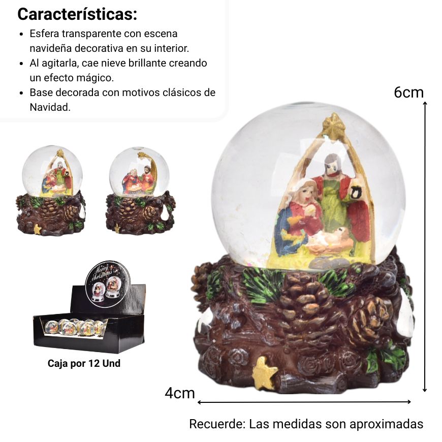 bola de nieve adorno de navidad vidrio resina dim:6x5x5