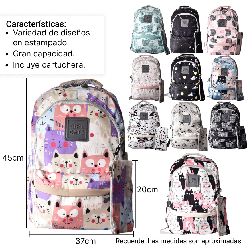 maleta morral  en poliester con cartuchera