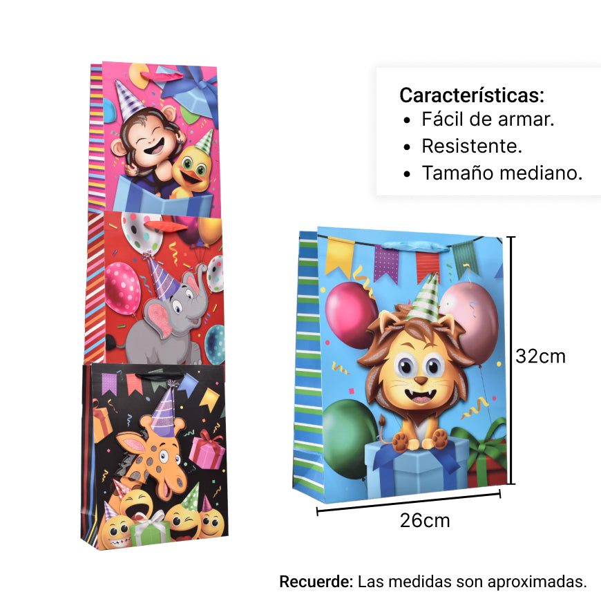 bolsa regalo en papel niños tamaño mediano