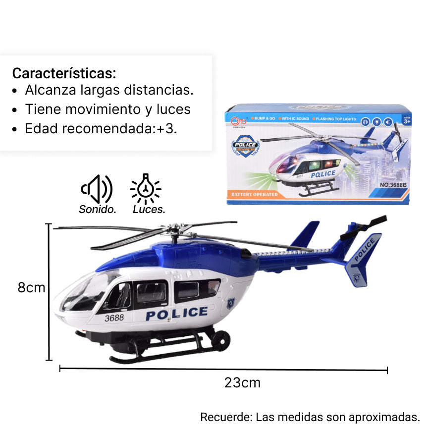 avion helicoptero con luces y sonido para niños