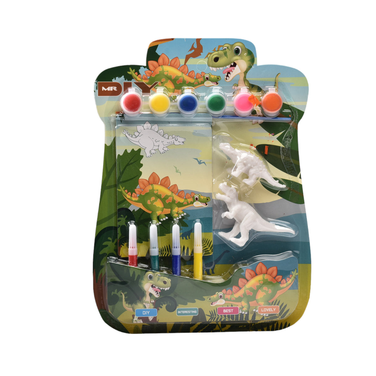 set de pintura para niños temperas dinosaurio