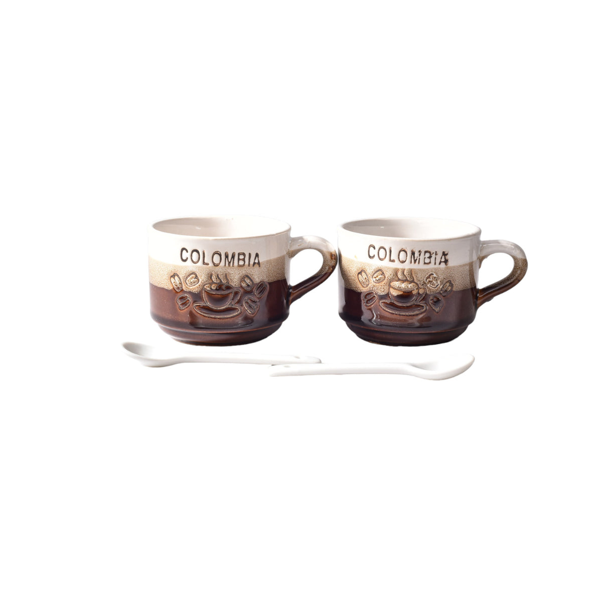 set 2pcs pocillos con cucharas  ceramica dim:7x7x6