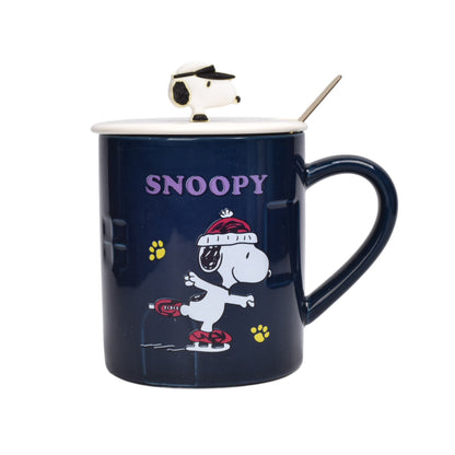 MUG POCILLO CERAMICA PERSONAJE CON TAPA Y CUCHARA 380ML DIM:10X8
