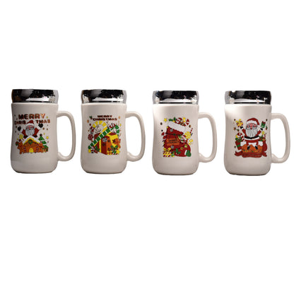 MUG POCILLO CON TAPA CERMICA DE NAVIDAD
