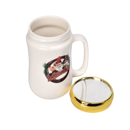 MUG POCILLO CERAMICA TAPA ESPEJO NAVIDAD 400ML