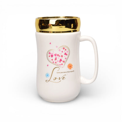 MUG POCILLO CERAMICA TAPA ESPEJO 420ML DIM:7X7X14