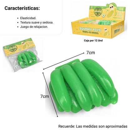 SQUISHY FORMA BANANO ANTI ESTRES ELASTICO CAUCHO DIM:7CM