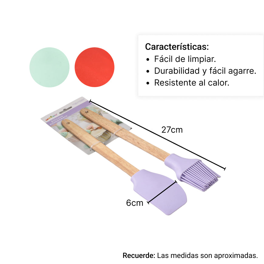 kit utensilios cocina silicona brocha y pala